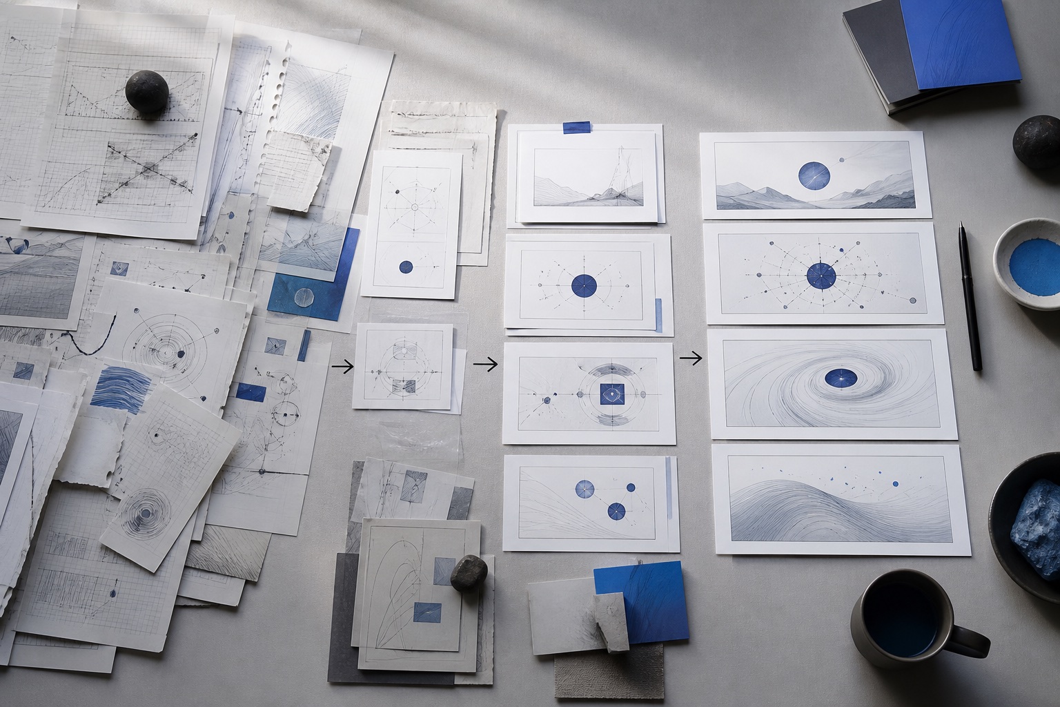 Complex research pages distilled into a concise visual storyboard
